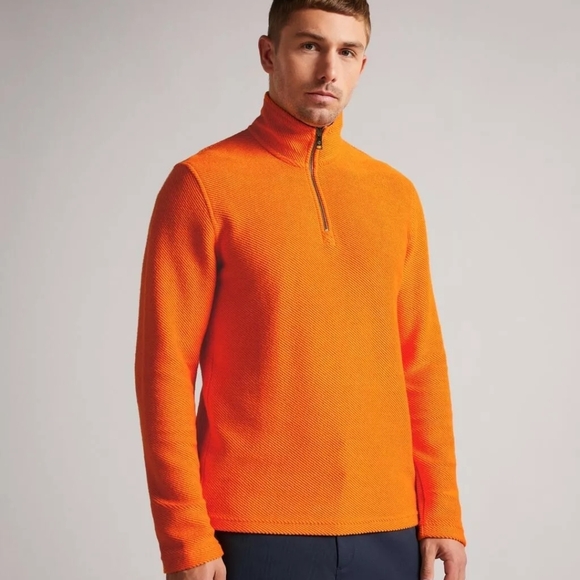 Ted Baker London Millom Men's Size 6/XXL Orange Half-Zip Sweater